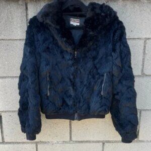 Dino Rocco Women’s Luxurious Vintage Genuine 100% Rabbit Fur Coat Black Medium